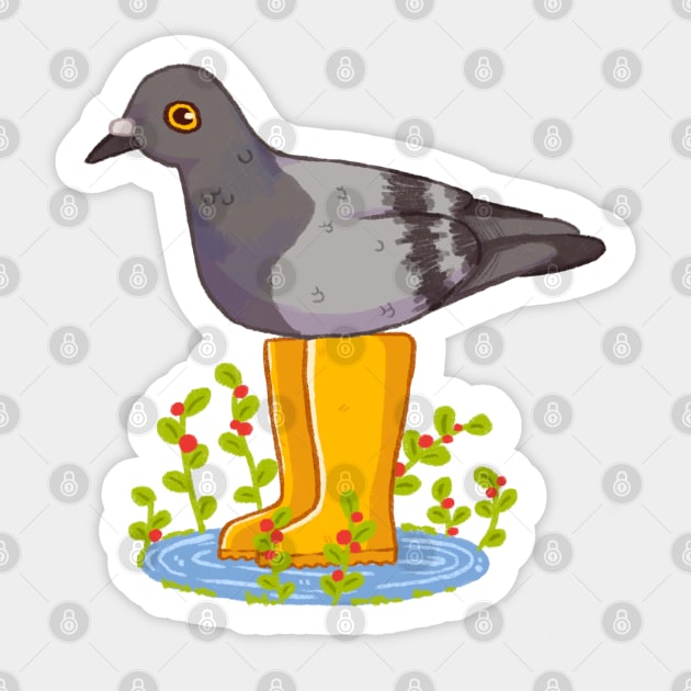 Pigeon with rain boots Sticker by lindepet